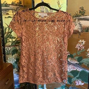 Ann Taylor Loft Lace Mesh Tshirt